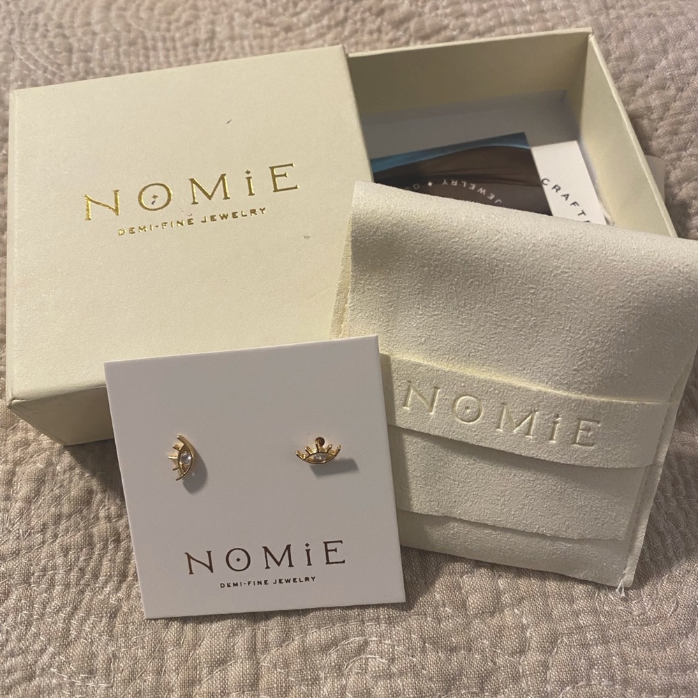 Nomie “diamond” Evil Eye Earrings 18k gold filled